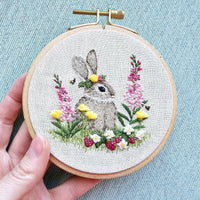 Berry Patch Bunny Embroidery Kit | Thread Painting, 4" Hoop