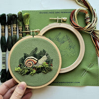 Magic Snail Embroidery Kit | Thread Painting & Stumpwork, 4" Hoop