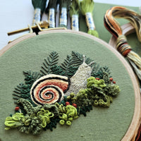 Magic Snail Embroidery Kit | Thread Painting & Stumpwork, 4" Hoop
