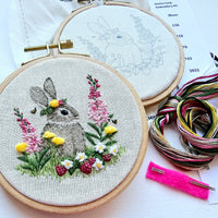 Berry Patch Bunny Embroidery Kit | Thread Painting, 4" Hoop