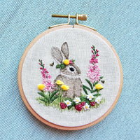 Berry Patch Bunny Embroidery Kit | Thread Painting, 4" Hoop