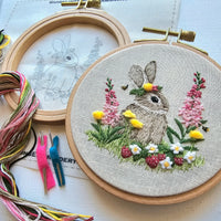 Berry Patch Bunny Embroidery Kit | Thread Painting, 4" Hoop