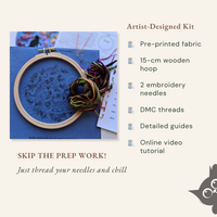 Black Cats Embroidery Kit for Adults | Catwalk & Full Moon, 6-inch (15cm)
