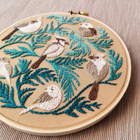 Winter Birds Embroidery Kit | Beginner Chain Stitch, 6" Hoop
