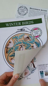 Winter Birds Embroidery Kit for Adults, 6-inch (15cm)