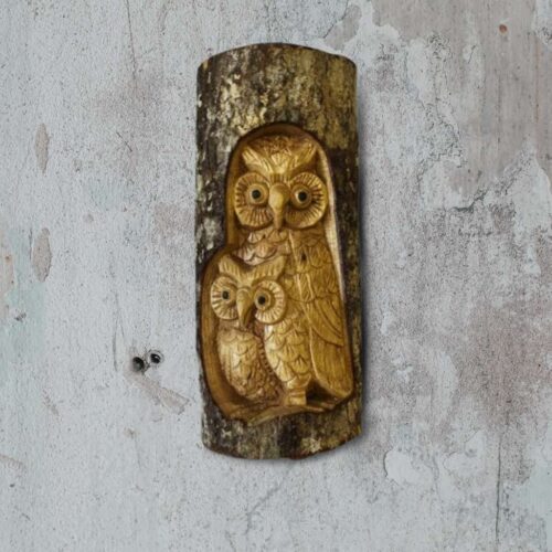Owl-Mother-and-Child-Handmade-Tree-Trunk-Carvings-–-Wise-Old-Man-Owl-Designs-in-Rustic-Wood-for-Garden-Decor